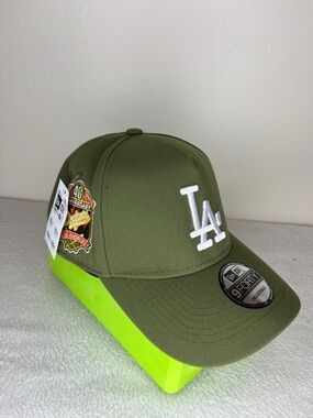 New Era LA Dodgers Olive Green Hat with White Logo